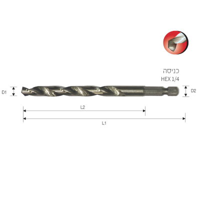 Impact drill bit "1/4 P1 HSS B.Tech 0504002