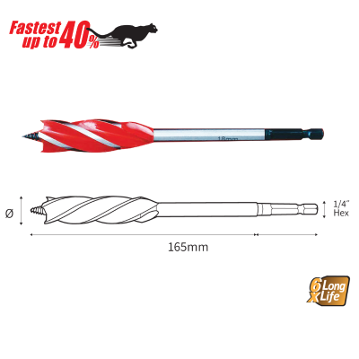 SPEED RED POWER B.Tech Spiral Wood Drill Bit 0508742