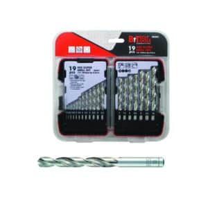PRO M2 HSS drill bit set, sizes 1-10 mm (each 0.5) - 19 pcs B.tech 0504061