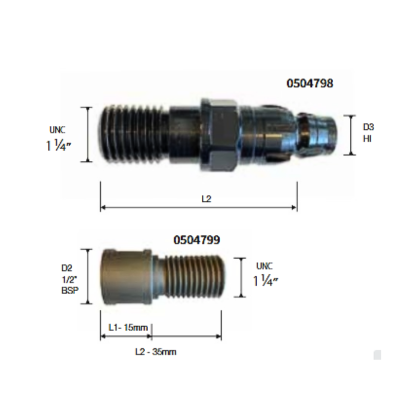 B.Tech Diamond Drill Adapter Between HIL and 1-1/4+1/2BSP 0504798