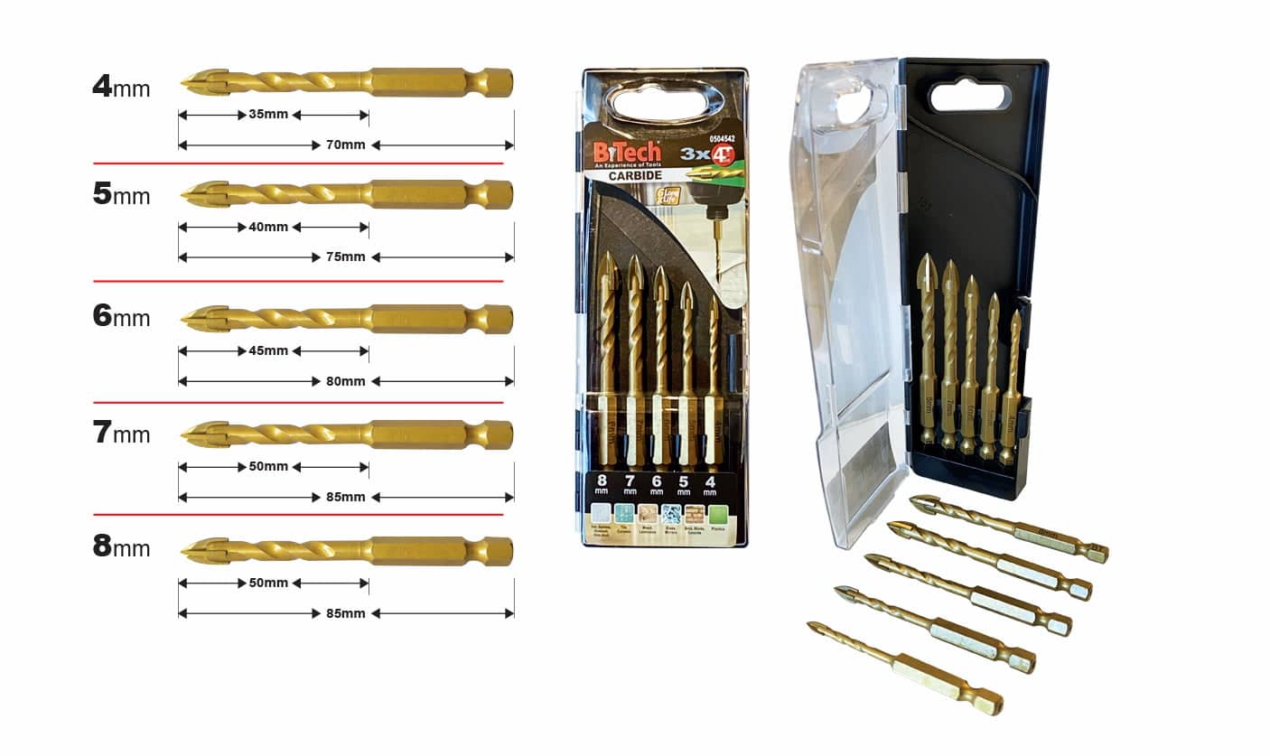 Original 3X 4T Spiral Impact Drill Bit Set 5 pcs - Image 3