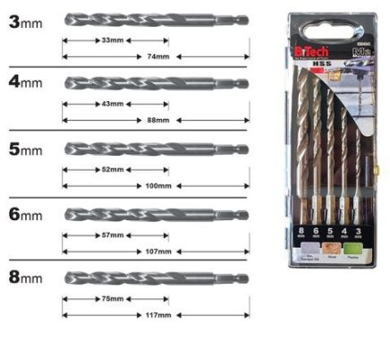 Impact drill set 5 pcs