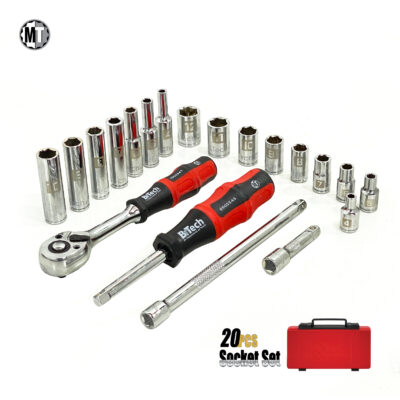 Socket and accessory set 20 pieces mm DR 1/4 B.Tech 0505502