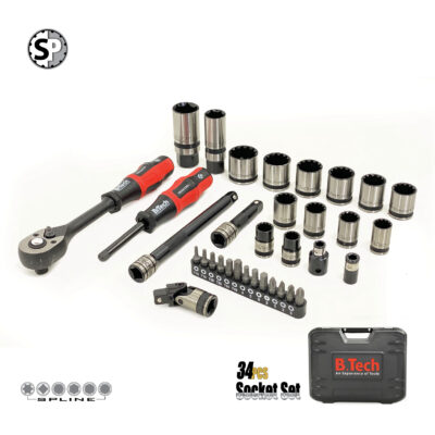 34-piece "Dual Spline DR3/8" B.Tech 0505509 Socket and Accessory Set