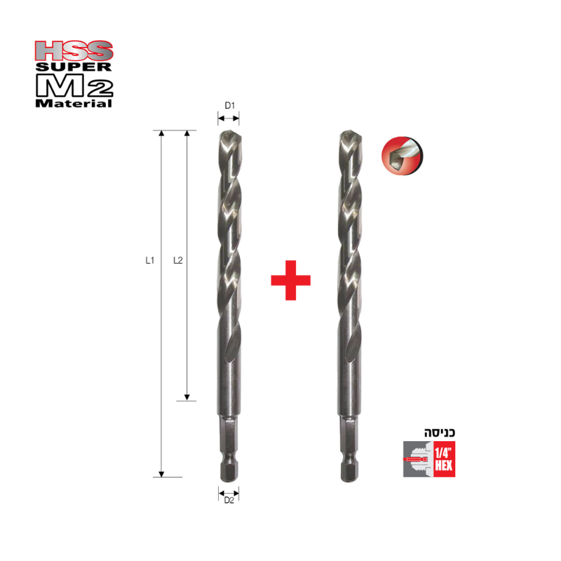 Double impact drill bit HSS M2 SUPER size 1/4" B.Tech 0509302