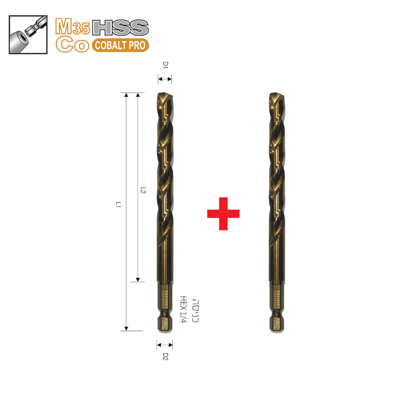 Double Impact Drill Bit 1/4" COBALT M35 B.Tech 0509503